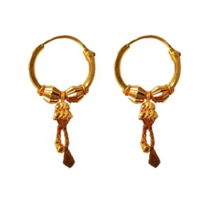 Solid 22K/18K/14K Fine Gold Certified Stamped Beautiful Beads Design Hoop Earring