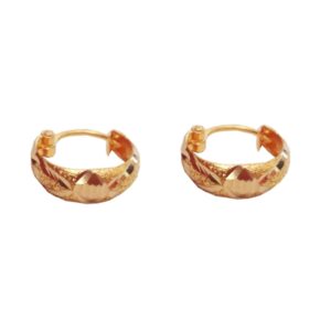 Solid 22K/18K/14K Fine Gold Certified Stamped Carved Basket Design Hoop Earring