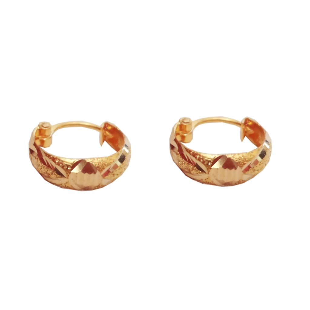Solid 22K/18K/14K Fine Gold Certified Stamped Carved Basket Design Hoop Earring