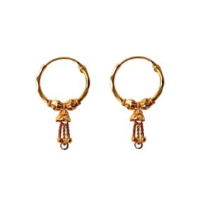 Solid 22K/18K/14K Fine Gold Certified Stamped Unique Bell Design Hoop Earring