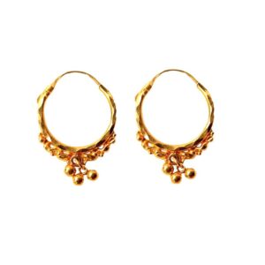 Solid 22K/18K/14K Fine Gold Certified Stamped Beautifully Carved Design Hoop Earring