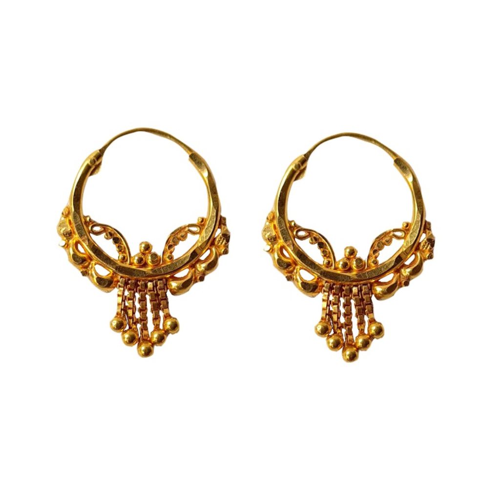 Solid 22K/18K/14K Fine Gold Certified Stamped Multiple Chain Design Hoop Earring