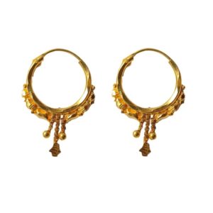 Solid 22K/18K/14K Fine Gold Certified Stamped Triple Chain Design Hoop Earring