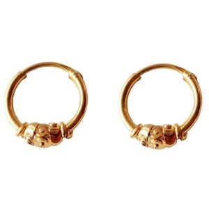 Solid 22K/18K/14K Fine Gold Certified Stamped Fixed Bead Design Hoop Earring