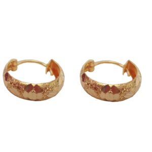 Solid 22K/18K/14K Fine Gold Certified Stamped Dotted Basket Design Hoop Earring