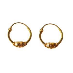Solid 22K/18K/14K Fine Gold Certified Stamped Simple Single Bead Design Hoop Earring