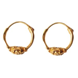 Solid 22K/18K/14K Fine Gold Certified Stamped Simple Single Bead Design Hoop Earring