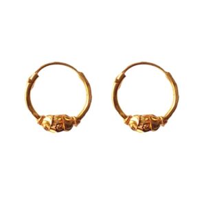 Solid 22K/18K/14K Fine Gold Certified Stamped Classy Single Bead Design Hoop Earring