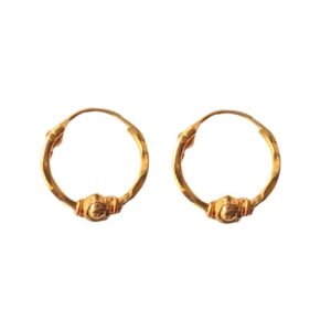 Solid 22K/18K/14K Fine Gold Certified Stamped Classy Single Bead Design Hoop Earring