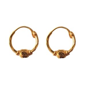 Solid 22K/18K/14K Fine Gold Certified Stamped Antique Bead Design Hoop Earring