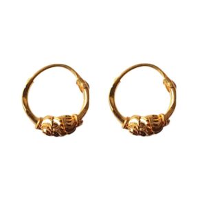 Solid 22K/18K/14K Fine Gold Certified Stamped Classy Bead Design Hoop Earring