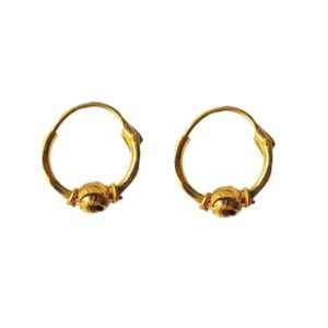 Solid 22K/18K/14K Fine Gold Certified Stamped Single Bead Design Hoop Earring