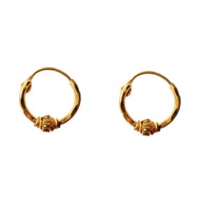 Solid 22K/18K/14K Fine Gold Certified Stamped Antique Bead Design Hoop Earring