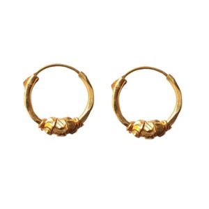 Solid 22K/18K/14K Fine Gold Certified Stamped Unique Bead Holded Design Hoop Earring