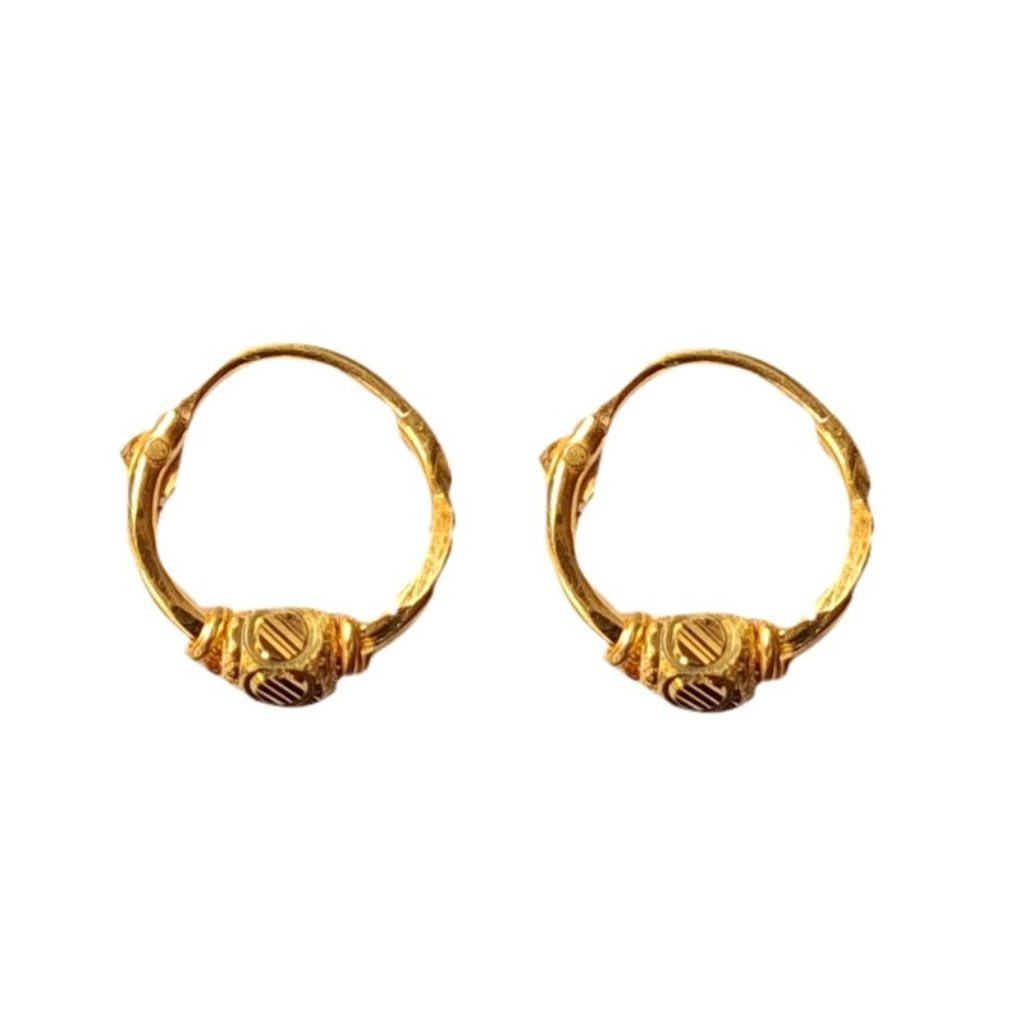 Solid 22K/18K/14K Fine Gold Certified Stamped Magnificent Bead Design Hoop Earring