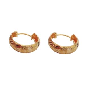 Solid 22K/18K/14K Fine Gold Certified Stamped Stunning Basket Design Hoop Earring