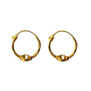 Solid 22K/18K/14K Fine Gold Certified Stamped Simple Single Bead Design Hoop Earring