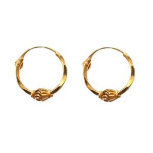Solid 22K/18K/14K Fine Gold Certified Stamped Unique Single Bead Design Hoop Earring