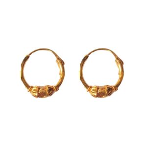 Solid 22K/18K/14K Fine Gold Certified Stamped Single Bead Design Hoop Earring