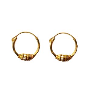 Solid 22K/18K/14K Fine Gold Certified Stamped Bead Holded Design Hoop Earring