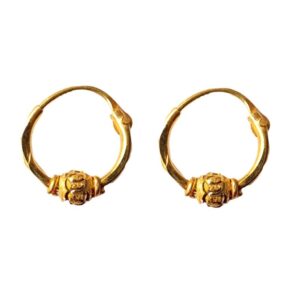 Solid 22K/18K/14K Fine Gold Certified Stamped Divine Single Bead Design Hoop Earring