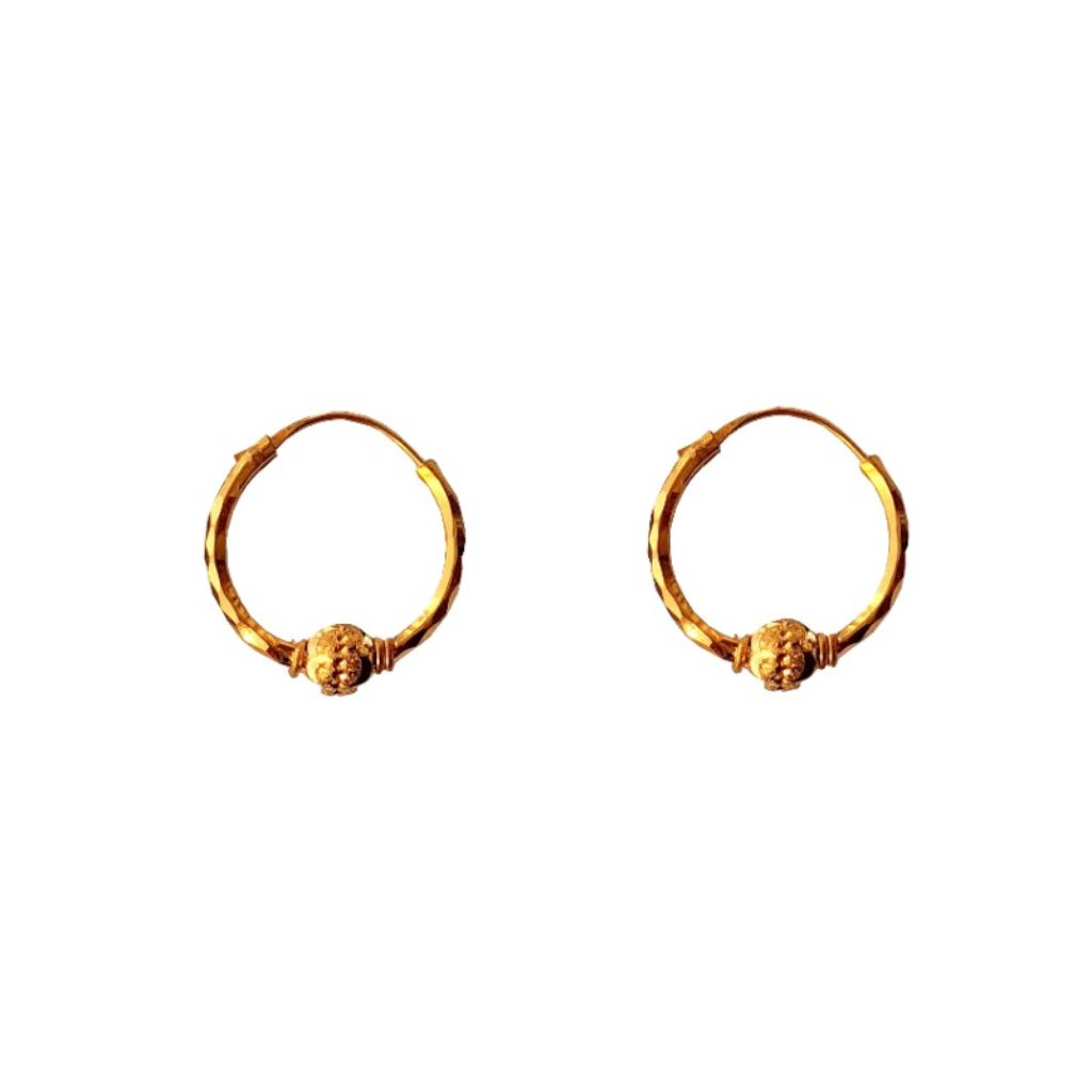 Solid 22K/18K/14K Fine Gold Certified Stamped Ashtonishing Bead Design Hoop Earring