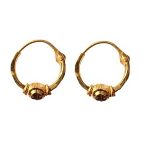 Solid 22K/18K/14K Fine Gold Certified Stamped Single Bead Design Hoop Earring