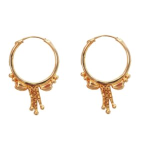 Solid 22K/18K/14K Fine Gold Certified Stamped Three Chain Design Hoop Earring