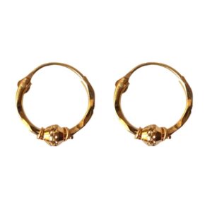 Solid 22K/18K/14K Fine Gold Certified Stamped Unique Single Bead Design Hoop Earring