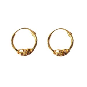 Solid 22K/18K/14K Fine Gold Certified Stamped Elegant Bead Design Hoop Earring