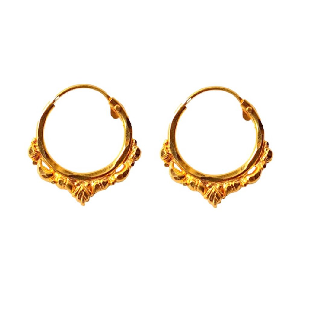Solid 22K/18K/14K Fine Gold Certified Stamped Stunning Ring Bead Design Hoop Earring