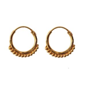 Solid 22K/18K/14K Fine Gold Certified Stamped Plane Bead Ring Design Hoop Earring
