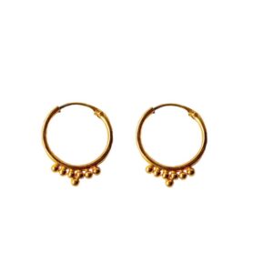 Solid 22K/18K/14K Fine Gold Certified Stamped Tiny Beads Design Hoop Earring
