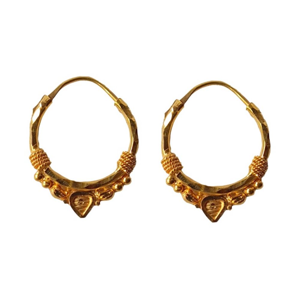 Solid 22K/18K/14K Fine Gold Certified Stamped Stunning Heart Design Hoop Earring