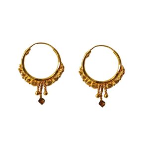 Solid 22K/18K/14K Fine Gold Certified Stamped Triple Chains Design Hoop Earring