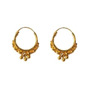 Solid 22K/18K/14K Fine Gold Certified Stamped Elegant Beads Design Hoop Earring