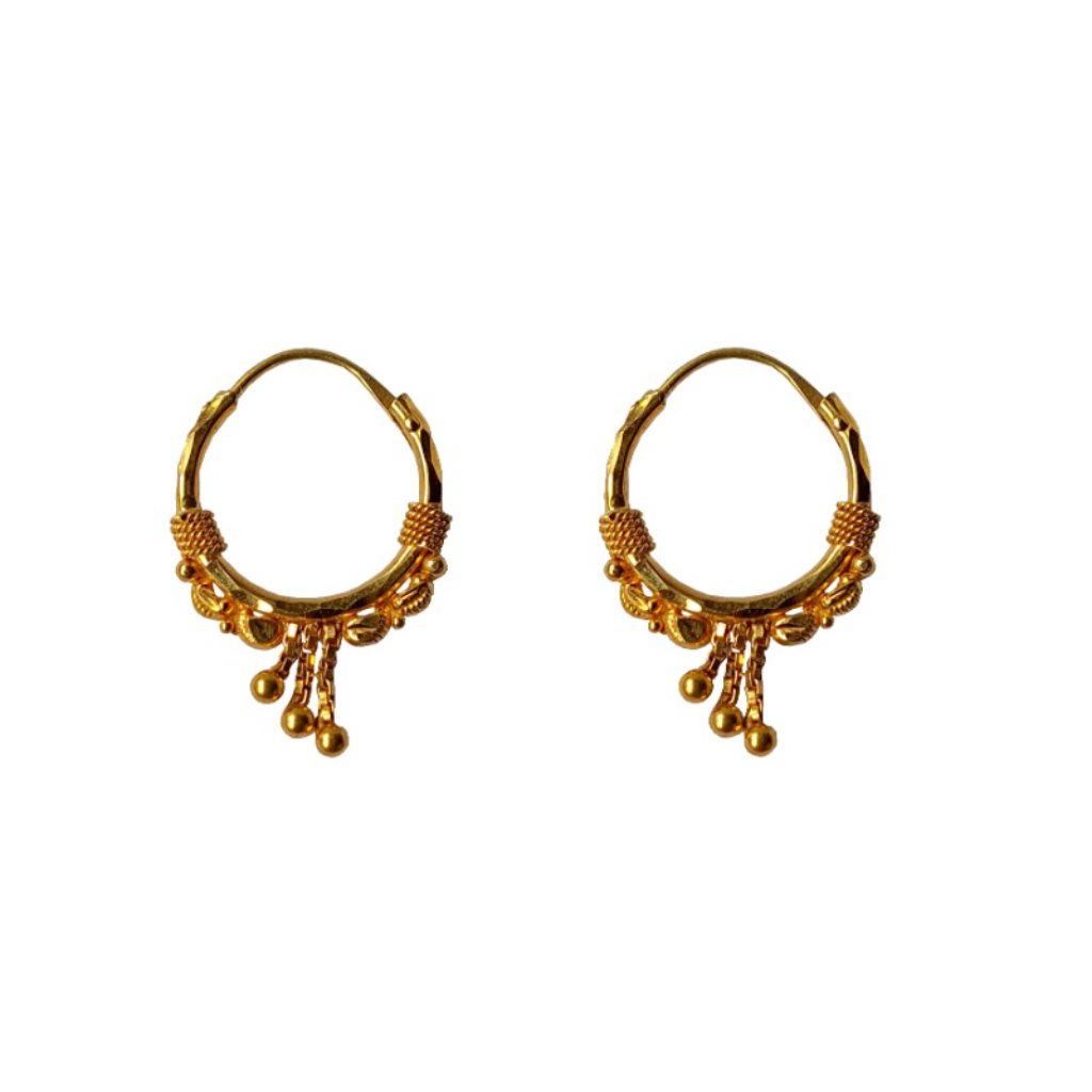 Solid 22K/18K/14K Fine Gold Certified Stamped Ashtonishing Chain Design Hoop Earring