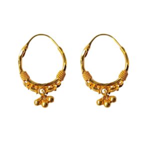 Solid 22K/18K/14K Fine Gold Certified Stamped Elegan Beads Design Hoop Earring