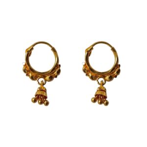 Solid 22K/18K/14K Fine Gold Certified Stamped Stunning Bell Design Hoop Earring