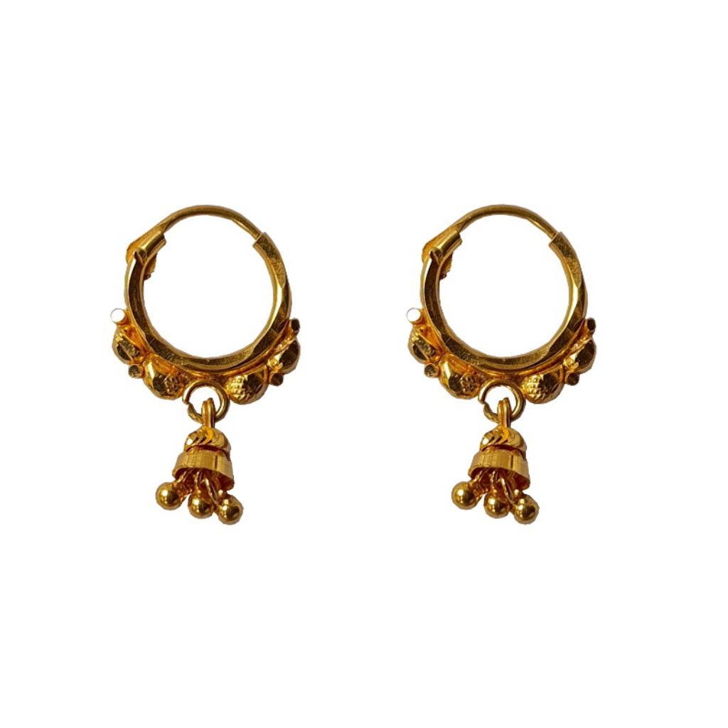 Solid 22K/18K/14K Fine Gold Certified Stamped Stunning Bell Design Hoop Earring