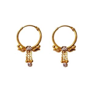 Solid 22K/18K/14K Fine Gold Certified Stamped Classy Chain Design Hoop Earring