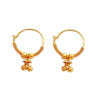 Solid 22K/18K/14K Fine Gold Certified Stamped Triangle Design Hoop Earring