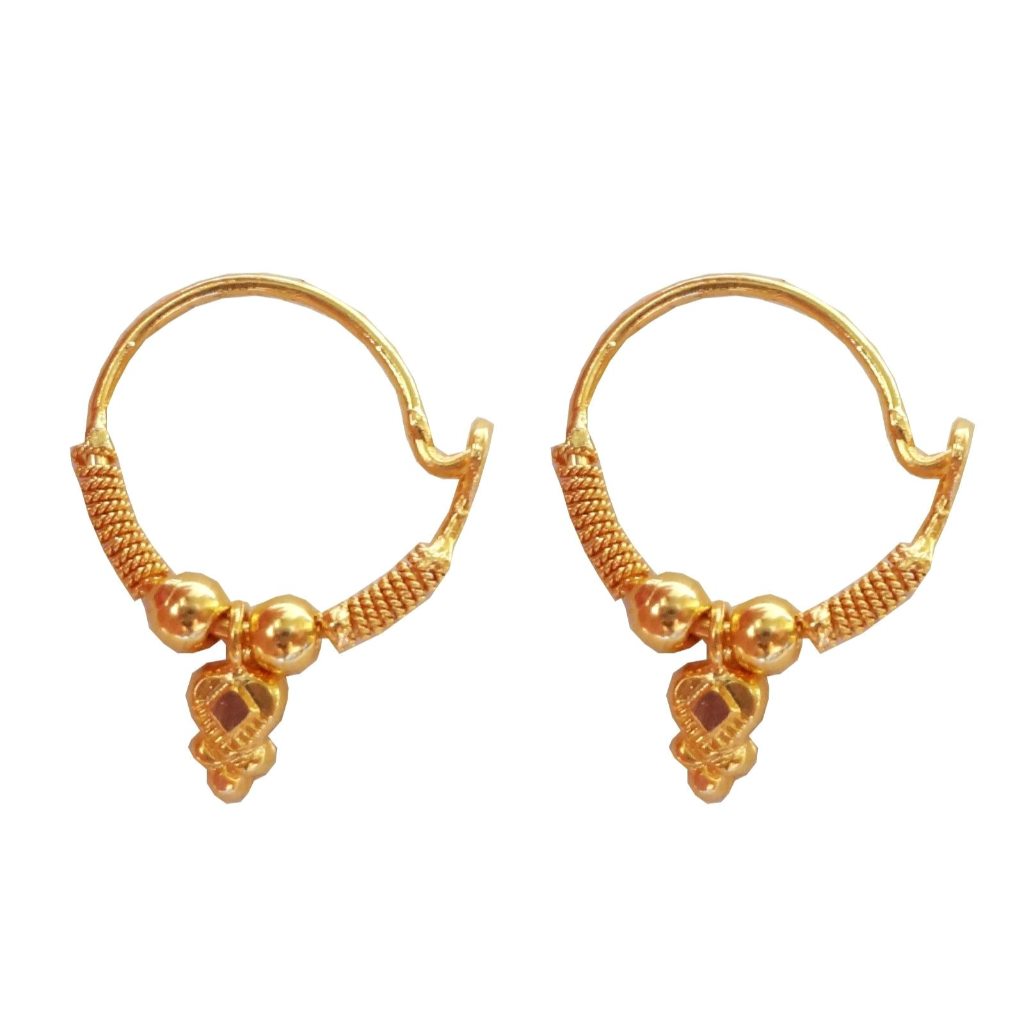 Solid 22K/18K/14K Fine Gold Certified Stamped Stunning Leaf Design Hoop Earring