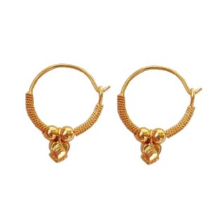 Solid 22K/18K/14K Fine Gold Certified Stamped Beautiful Leaf Design Hoop Earring