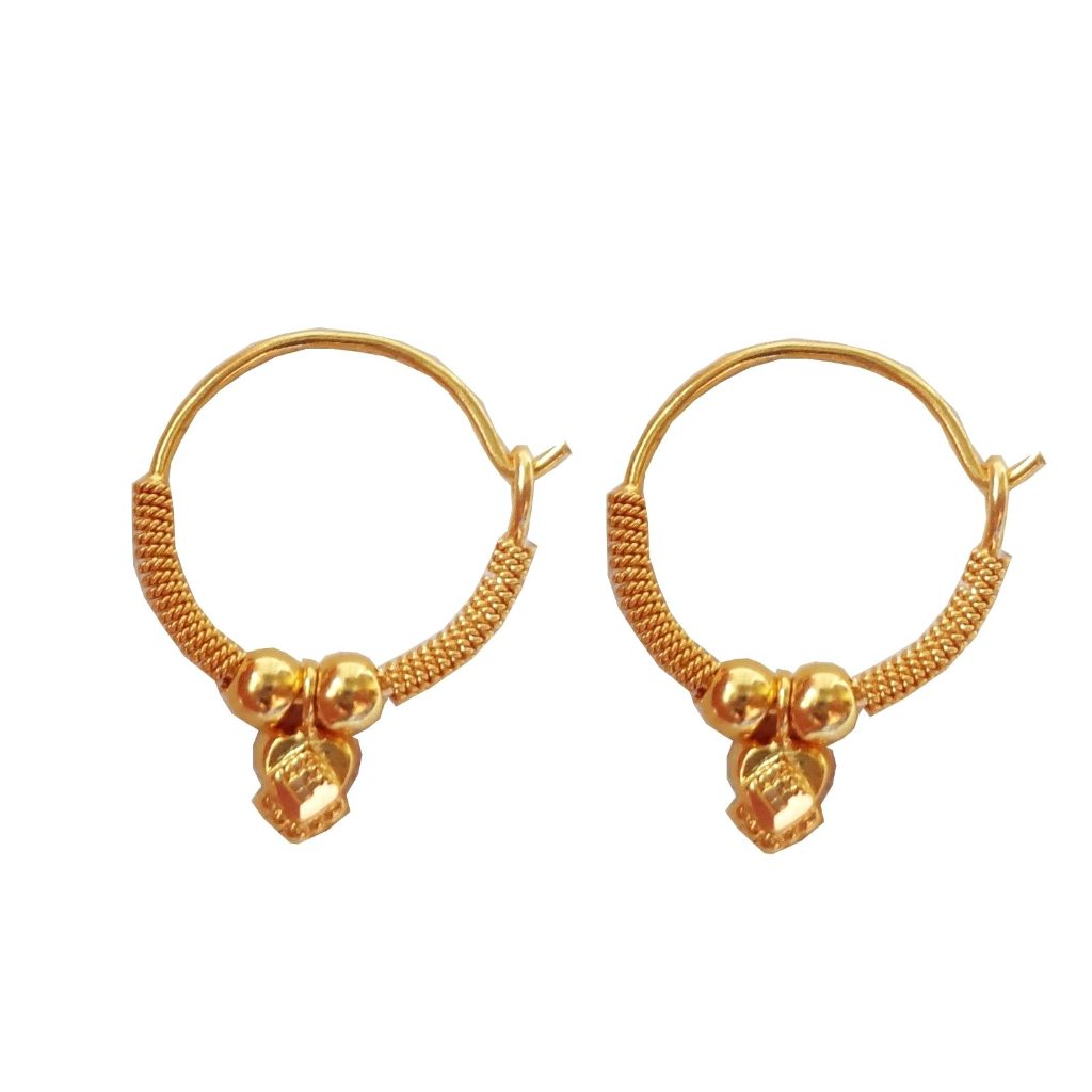 Solid 22K/18K/14K Fine Gold Certified Stamped Beautiful Leaf Design Hoop Earring