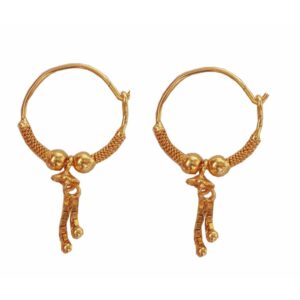 Solid 22K/18K/14K Fine Gold Certified Stamped Couple Chains Design Hoop Earring