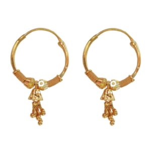 Solid 22K/18K/14K Fine Gold Certified Stamped Square Round Design Hoop Earring