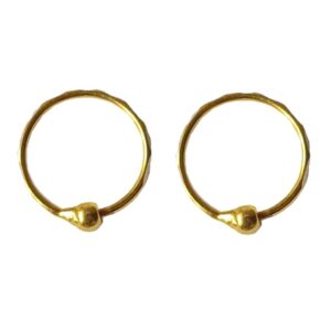 Solid 22K/18K/14K Fine Gold Certified Stamped Attached Bead Design Hoop Earring