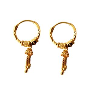Solid 22K/18K/14K Fine Gold Certified Stamped Square Round Chain Design Hoop Earring