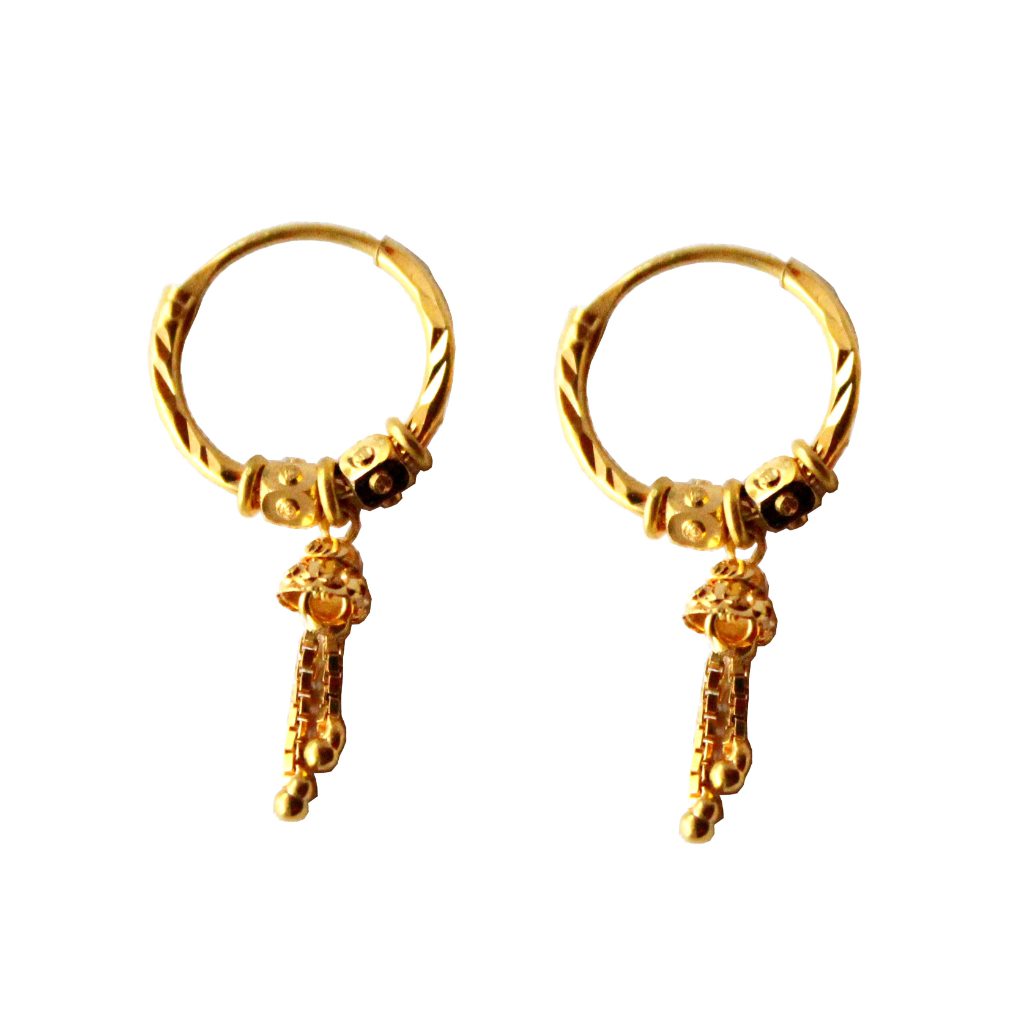 Solid 22K/18K/14K Fine Gold Certified Stamped Square Round Chain Design Hoop Earring